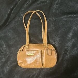 Vintage Elegant Tan Vegan Leather Shoulder Bag